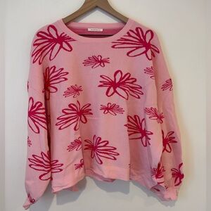 Piper and Scoot Pink Floral Sweater Size XL